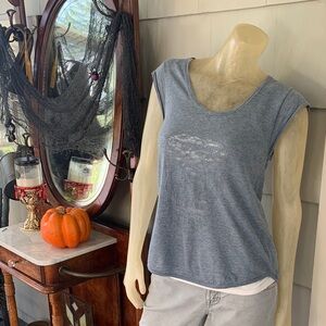 Skull Cashmere Blue Cotton Sweater Skull Muscle Tee